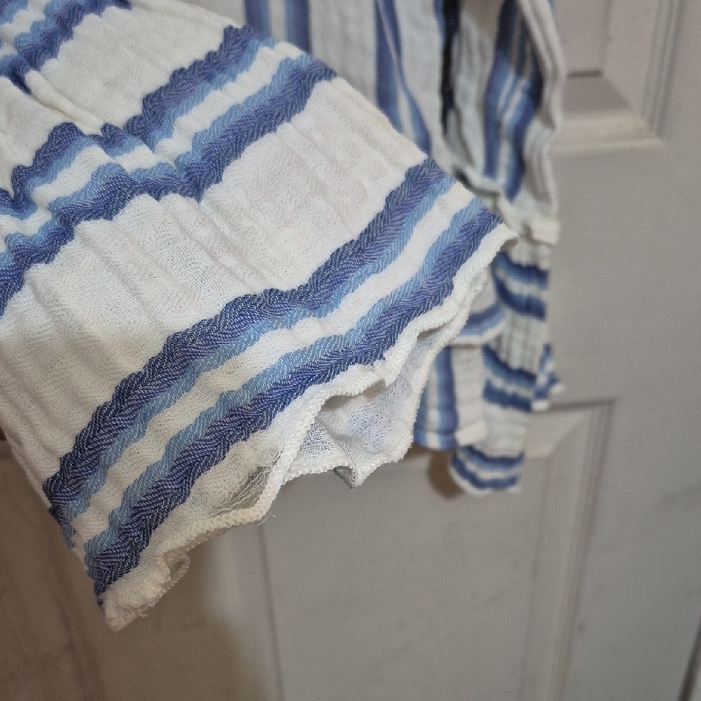 Faherty Blue and White Striped Blouse - Picture 6 of 7